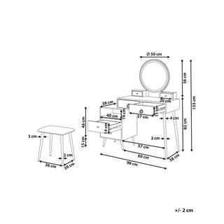 Beliani  Coiffeuse avec miroir et tabouret en MDF Glamour YVES 