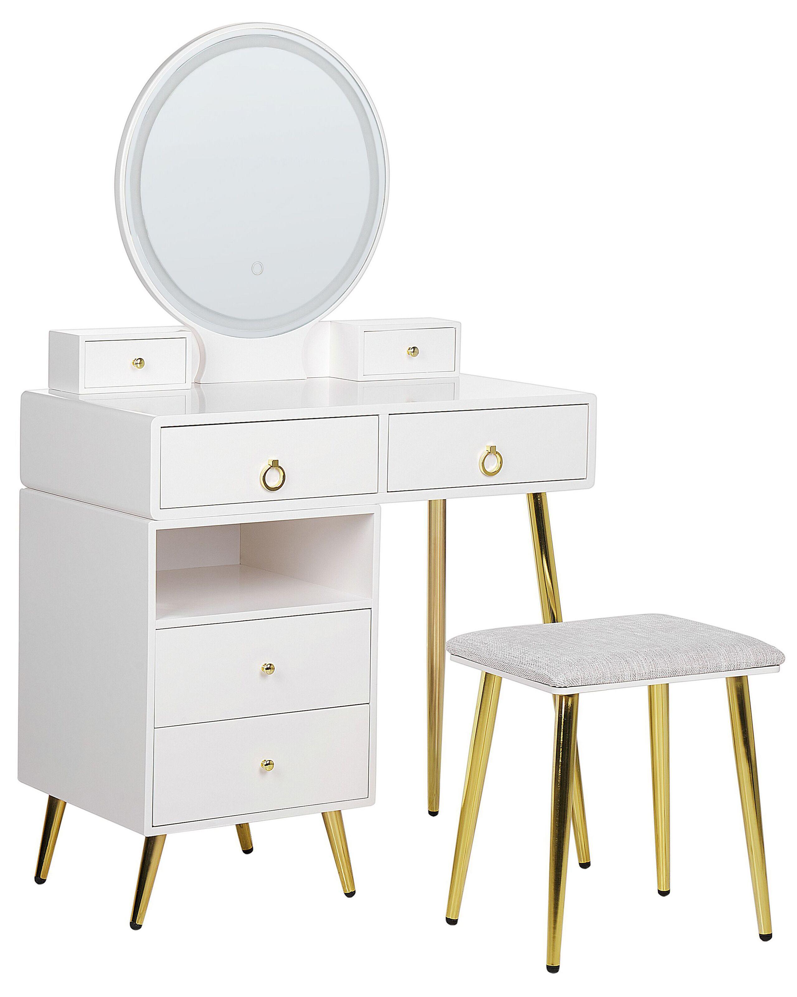 Beliani  Coiffeuse avec miroir et tabouret en MDF Glamour YVES 