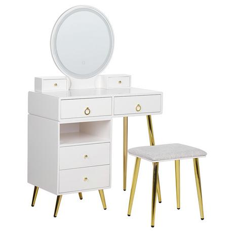 Beliani  Coiffeuse avec miroir et tabouret en MDF Glamour YVES 