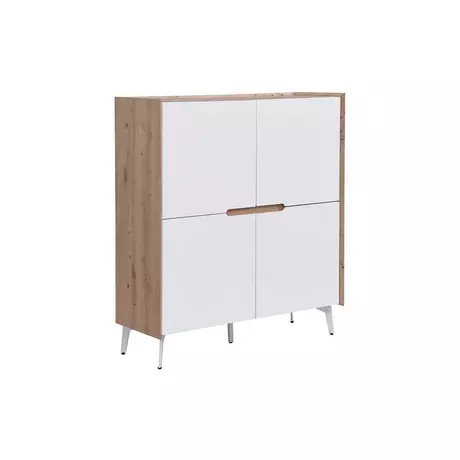 Vente-unique Credenza alta con 4 ante MDF e Metallo Bianco laccato e  Naturale - CAYANA