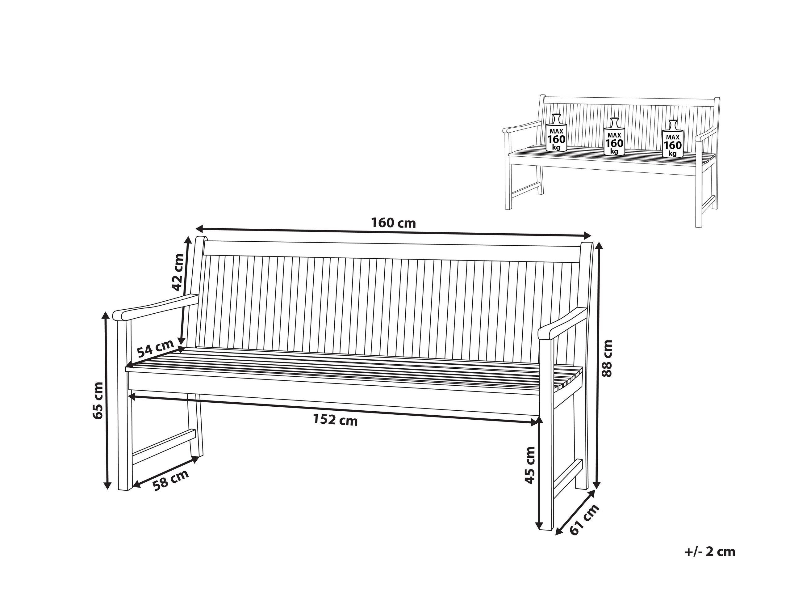 Beliani Banc de jardin en Bois d'acacia certifié FSC® Traditionnel VIVARA  