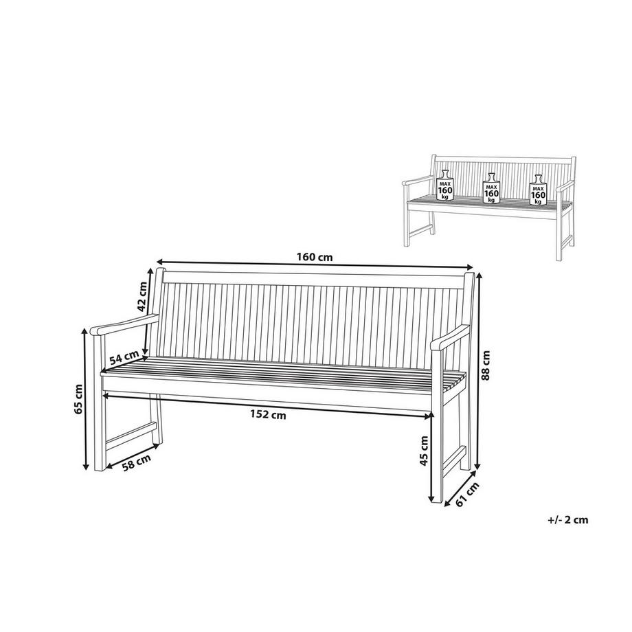 Beliani Panchina da giardino en Legno d'acacia certificato FSC® Classico VIVARA  