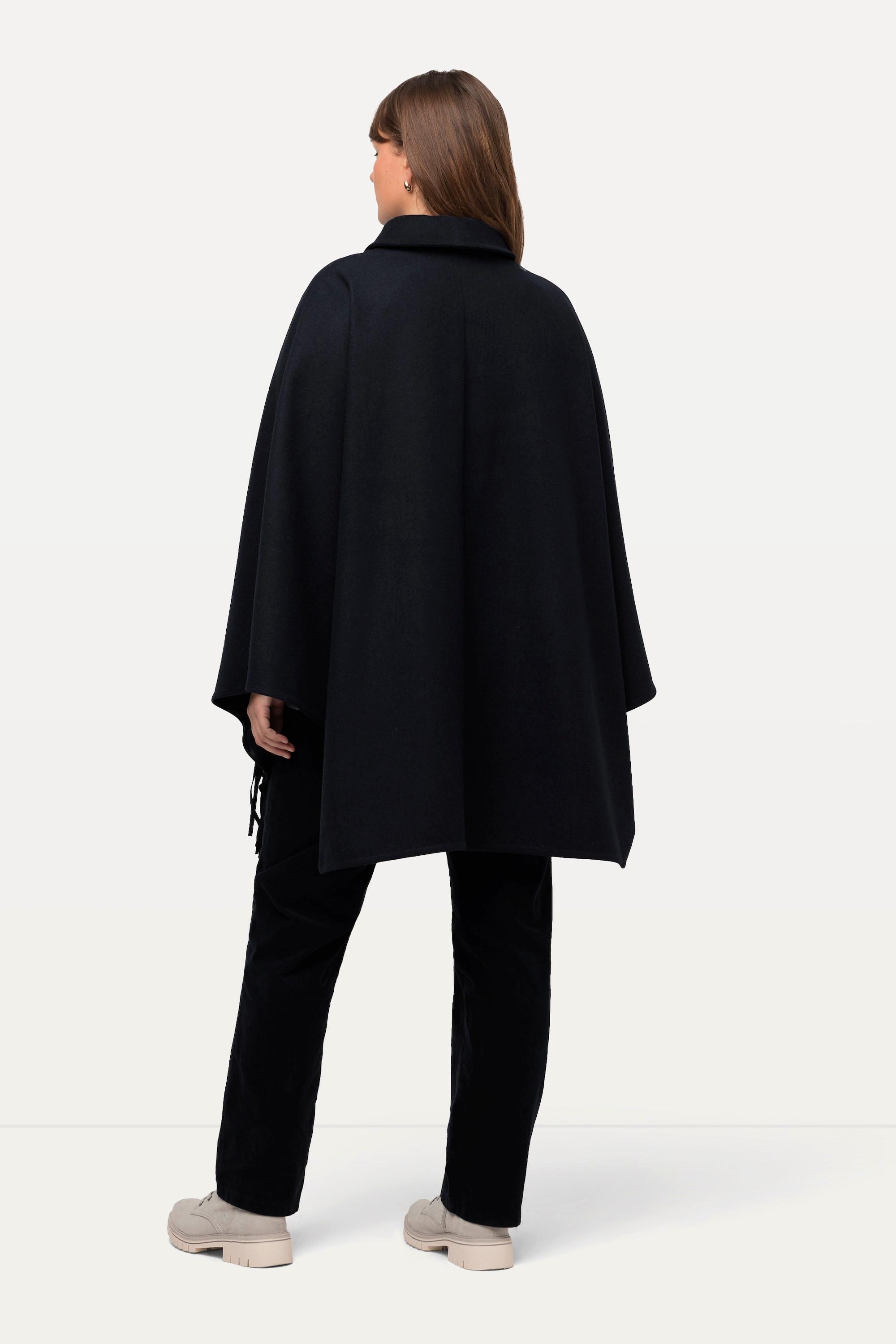Ulla Popken Poncho Fransensaum Stehkragen  