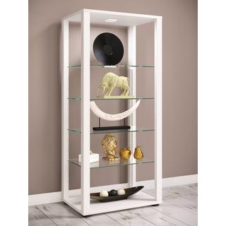 VCM Glasvitrine stehend | Vitrine Glas mit ESG-Sicherheitsglas | Maße ca.  H. 115 x B. 52 x T. 35 cm | Standvitrine Glas | Modern und platzsparend | Glas  