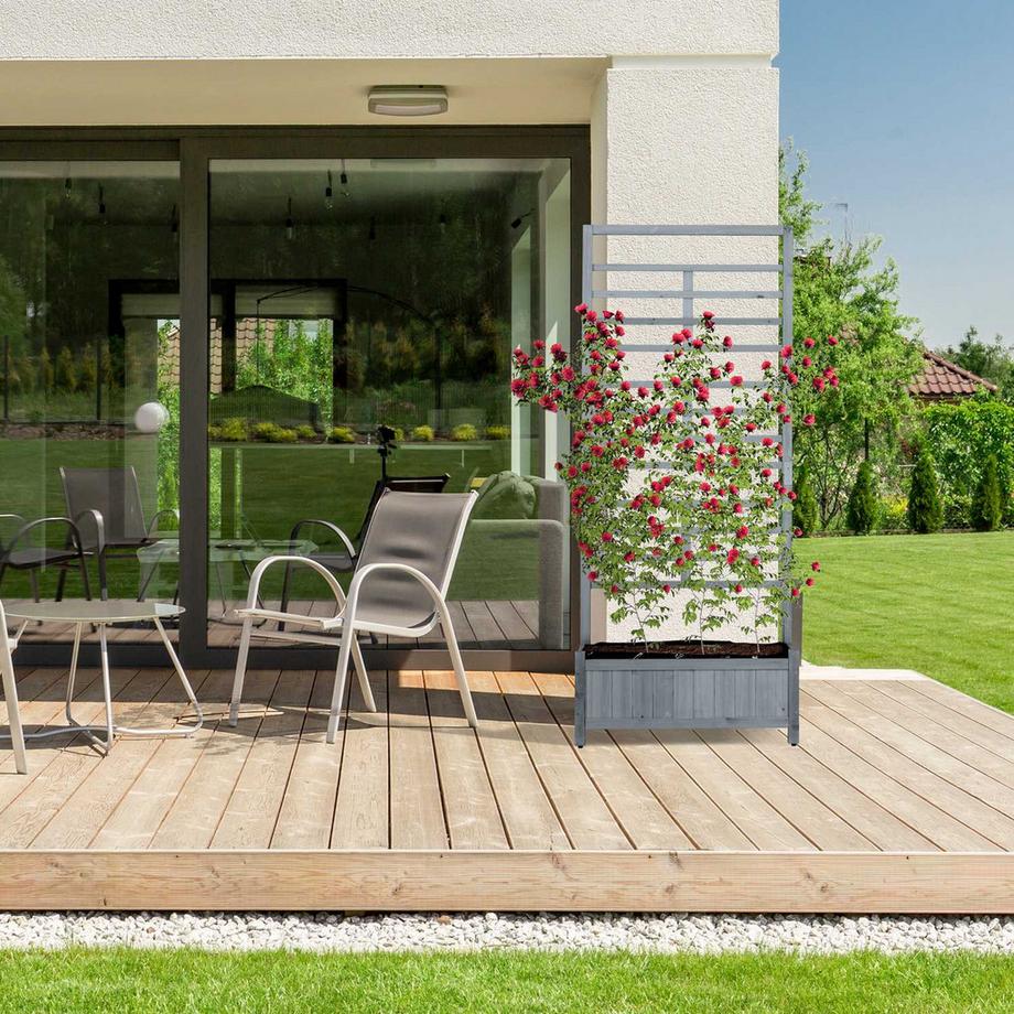 B2X Pflanzkasten mit Spalierwand in Grau  