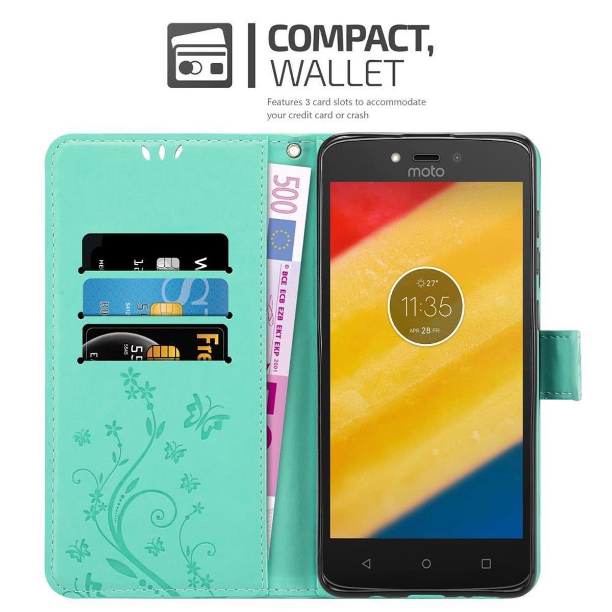 Cadorabo  Hülle für Motorola MOTO C PLUS Blumen Design Magnetverschluss 