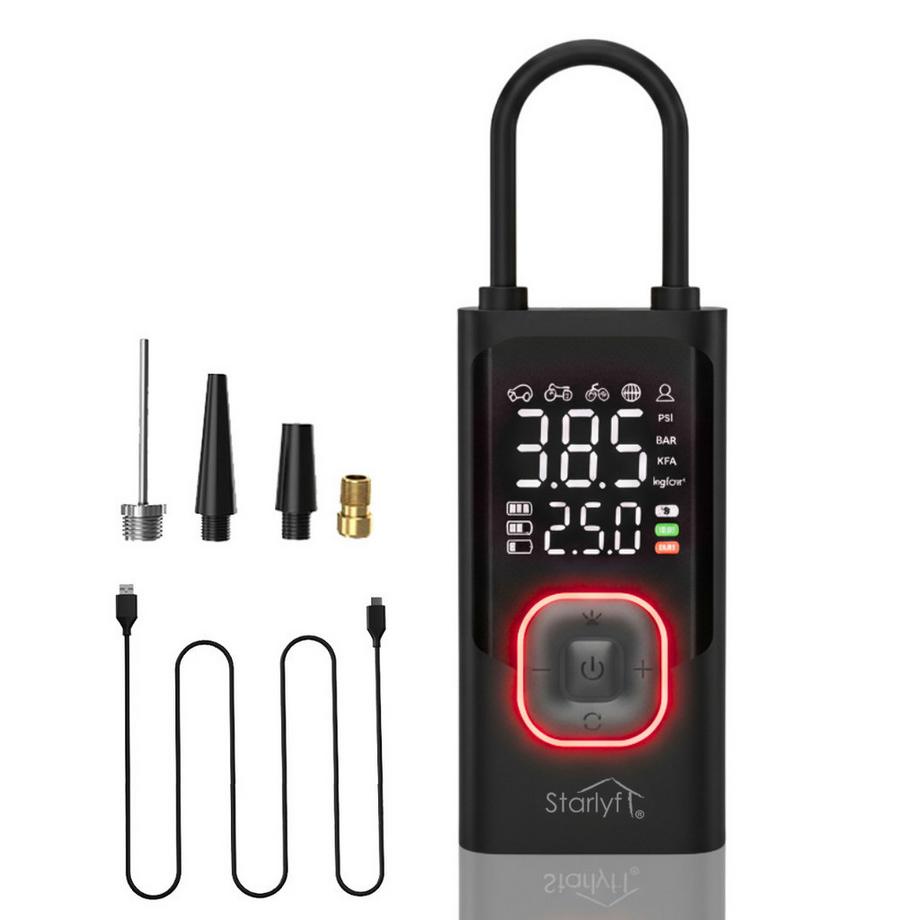 STARLYF  Digital Air Compressor-Compresseur d'air numérique, gonfleur de pneus portable, arrêt automatique avec témoin lumineux à 3 LED, 150 PSI, noir 