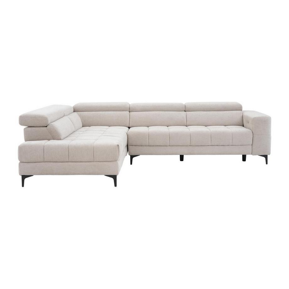 Vente-unique Eckrelaxsofa elektrisch - Ecke links - mit ausziehbarer Sitzfläche - Stoff - Beige - MONISO  