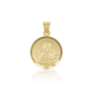 Pendentif médaille ange en or jaune 750, 12mm