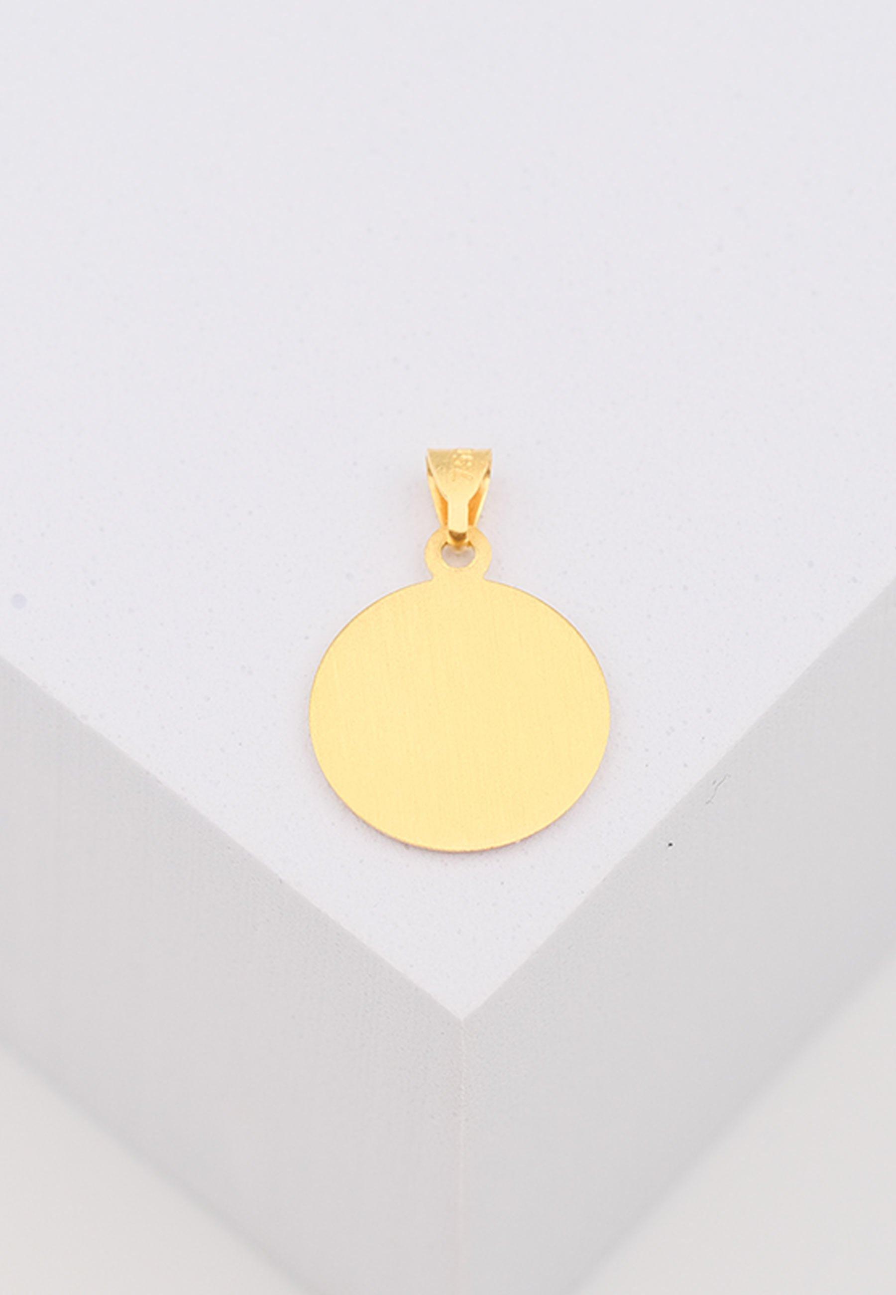 MUAU Schmuck  Anhänger Medaille Engel Gelbgold 750, 12mm 