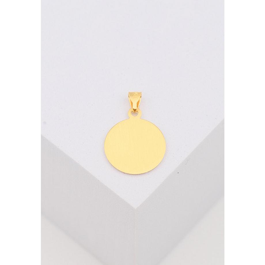 MUAU Schmuck  Anhänger Medaille Engel Gelbgold 750, 12mm 