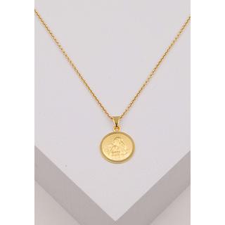 MUAU Schmuck  Anhänger Medaille Engel Gelbgold 750, 12mm 