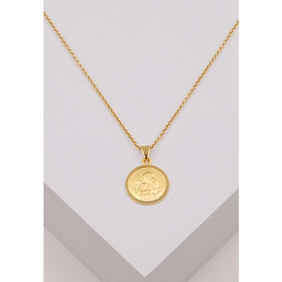 MUAU Schmuck  Anhänger Medaille Engel Gelbgold 750, 12mm 