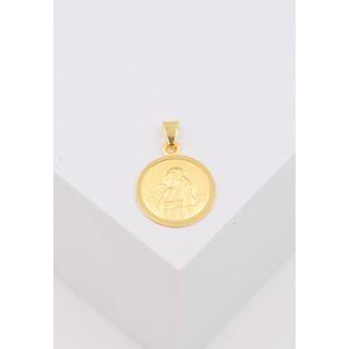 MUAU Schmuck  Anhänger Medaille Engel Gelbgold 750, 12mm 