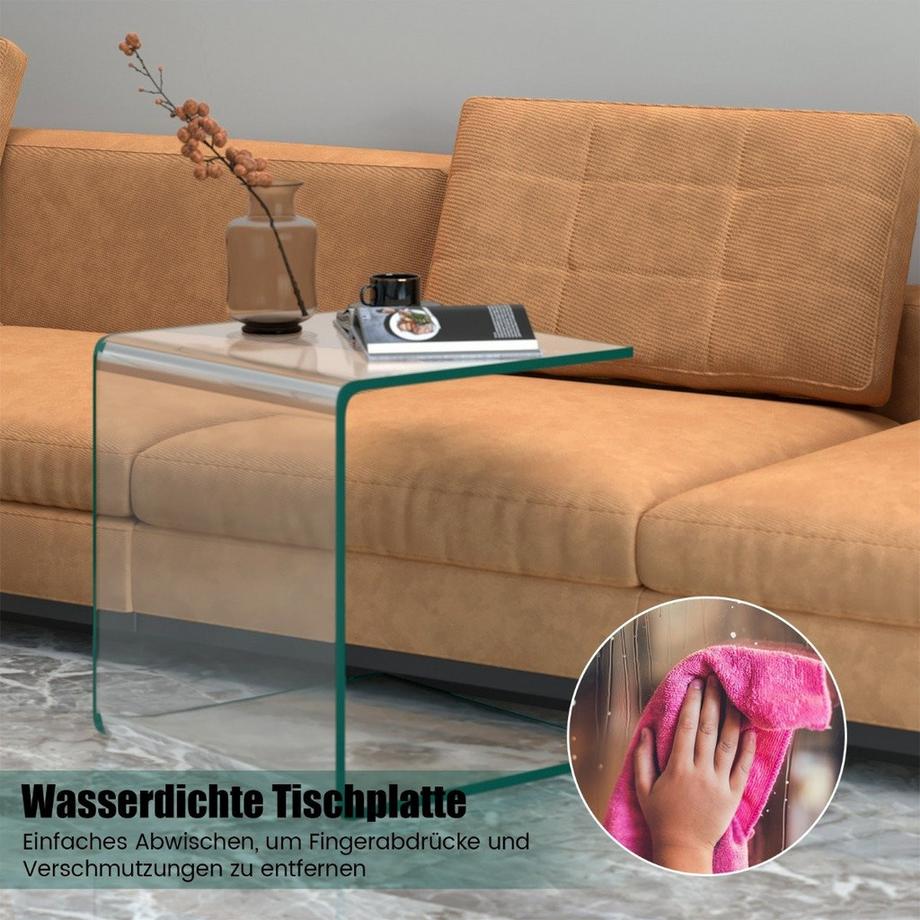 Northix Tavolino laterale in vetro – a forma di U  