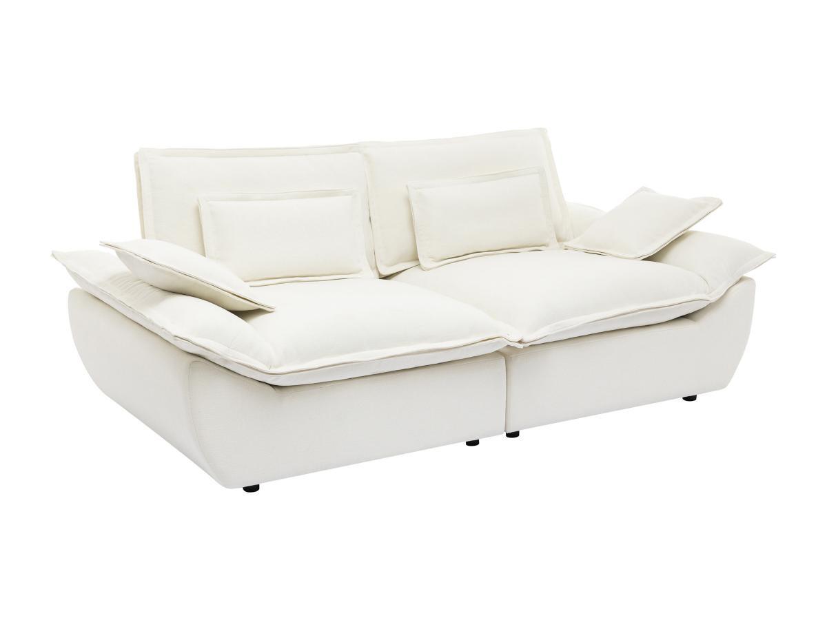 Vente-unique Sofa 3-Sitzer - melierter Stoff - Elfenbein - NARANGO  