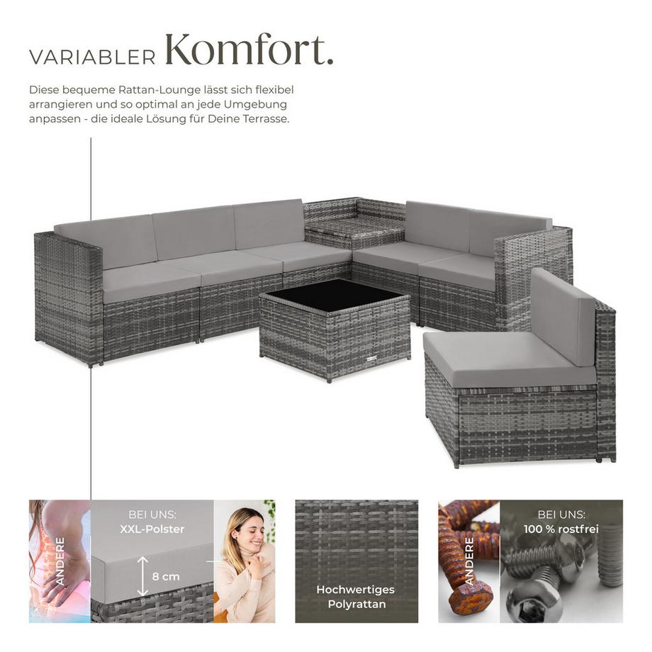 Tectake Rattan Lounge Verona für 6 Personen widerstandsfähig und UV-beständig  