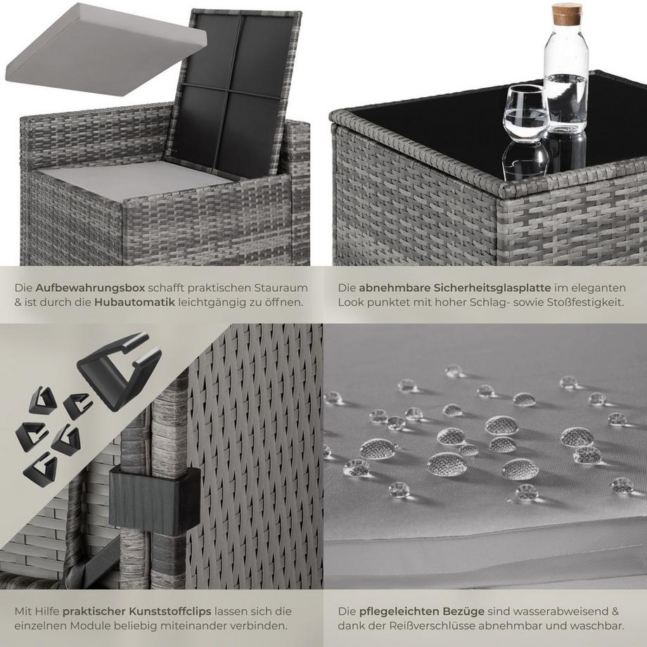 Tectake Rattan Lounge Verona für 6 Personen widerstandsfähig und UV-beständig  
