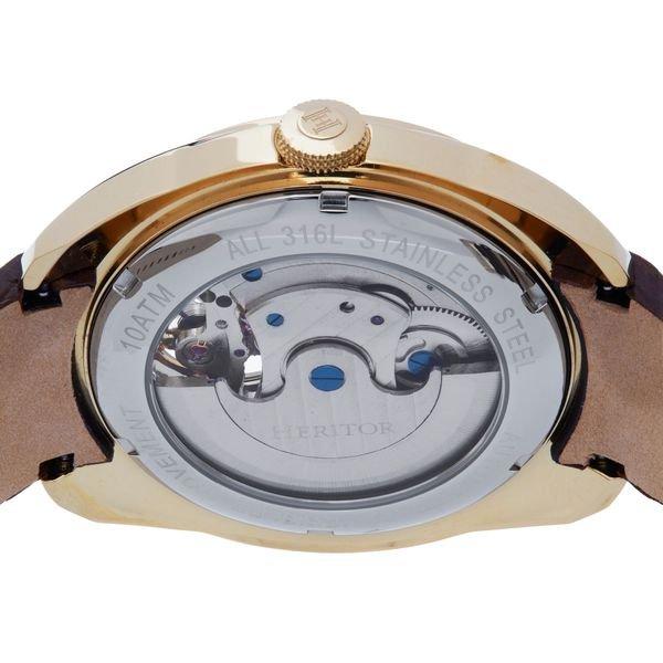 Heritor Automatic  Heritor Automatic Roman Semi-Skeleton Leather-Band Watch 