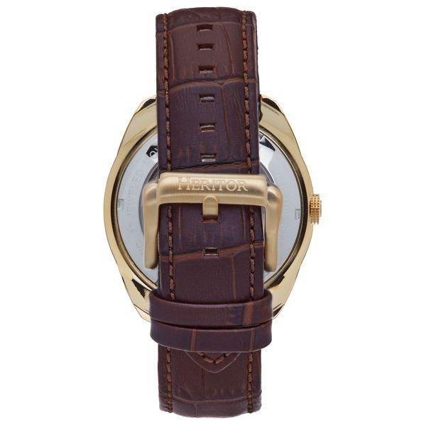 Heritor Automatic  Heritor Automatic Roman Semi-Skeleton Leather-Band Watch 