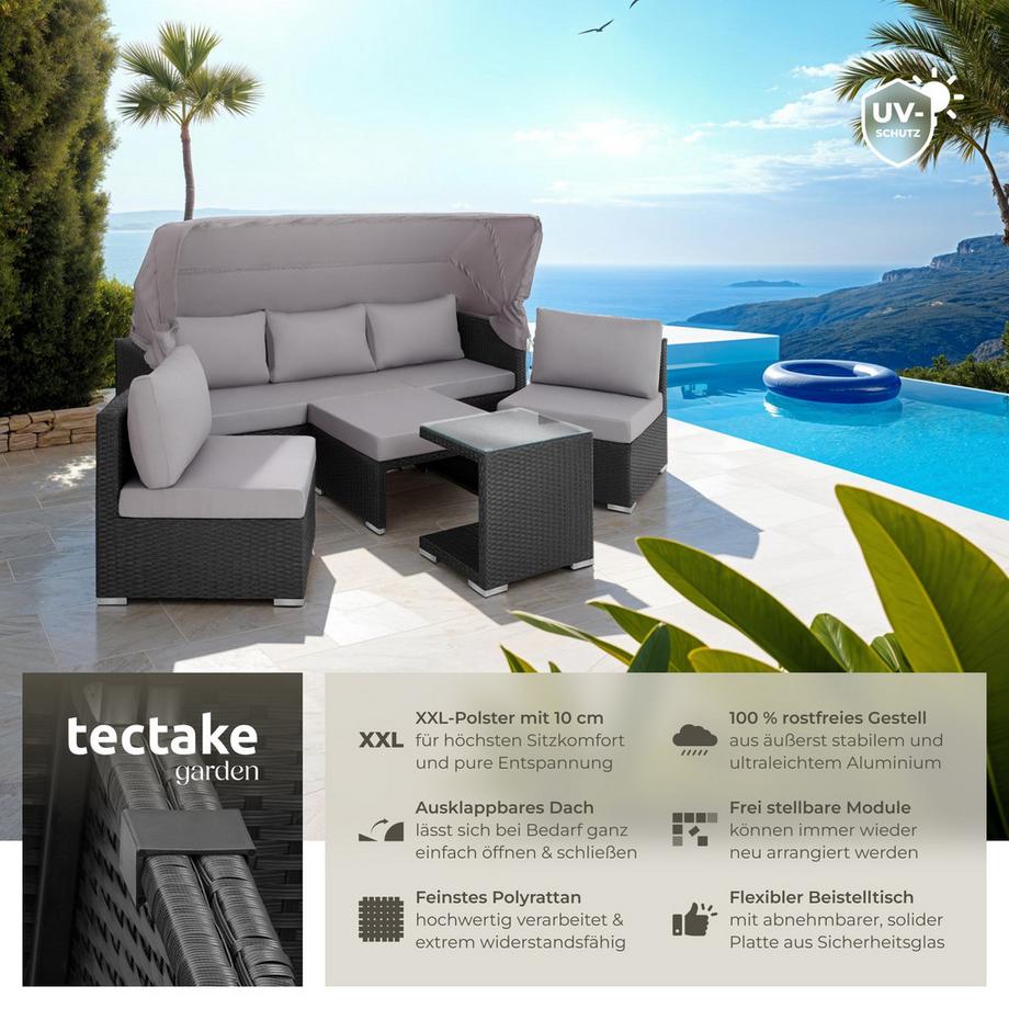 Tectake Rattan Lounge San Marino mit Aluminiumgestell für 5 bis 6 Personen  