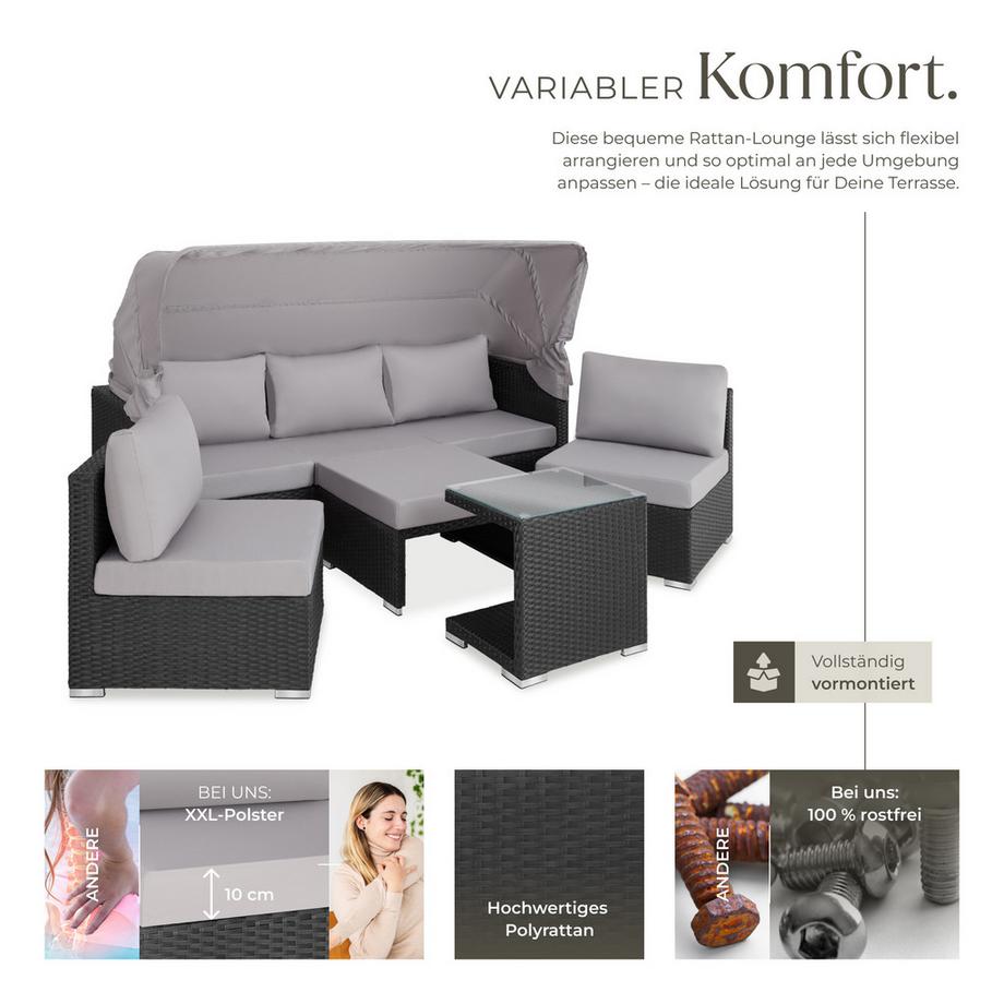 Tectake Rattan Lounge San Marino mit Aluminiumgestell für 5 bis 6 Personen  