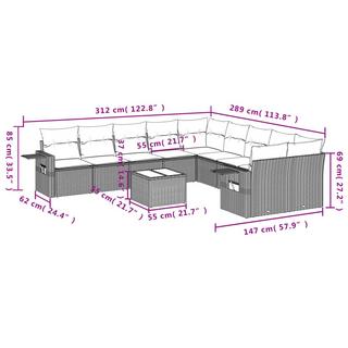 VidaXL Ensemble de canapés de jardin rotin synthétique  