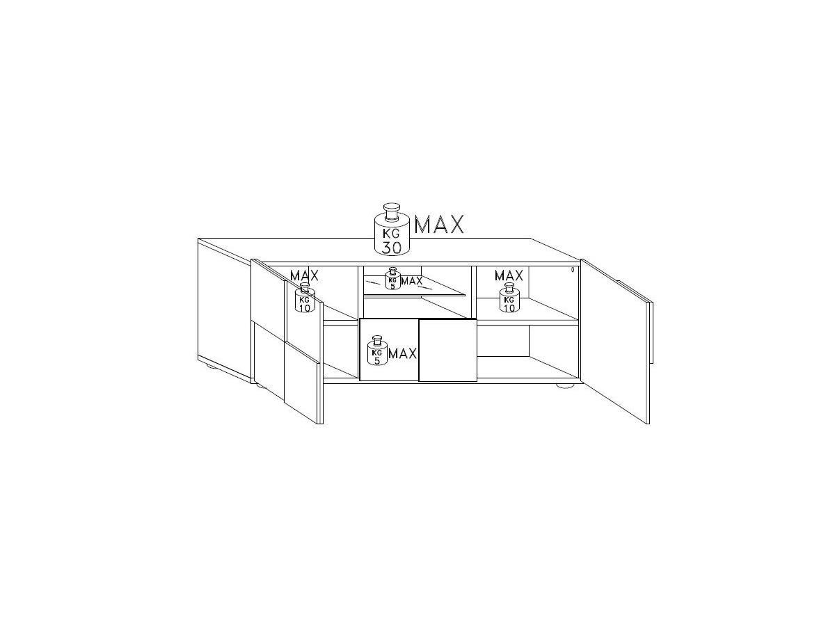 Vente-unique Meuble TV CALISTO LEDs 2 portes 1 tiroir laqué  