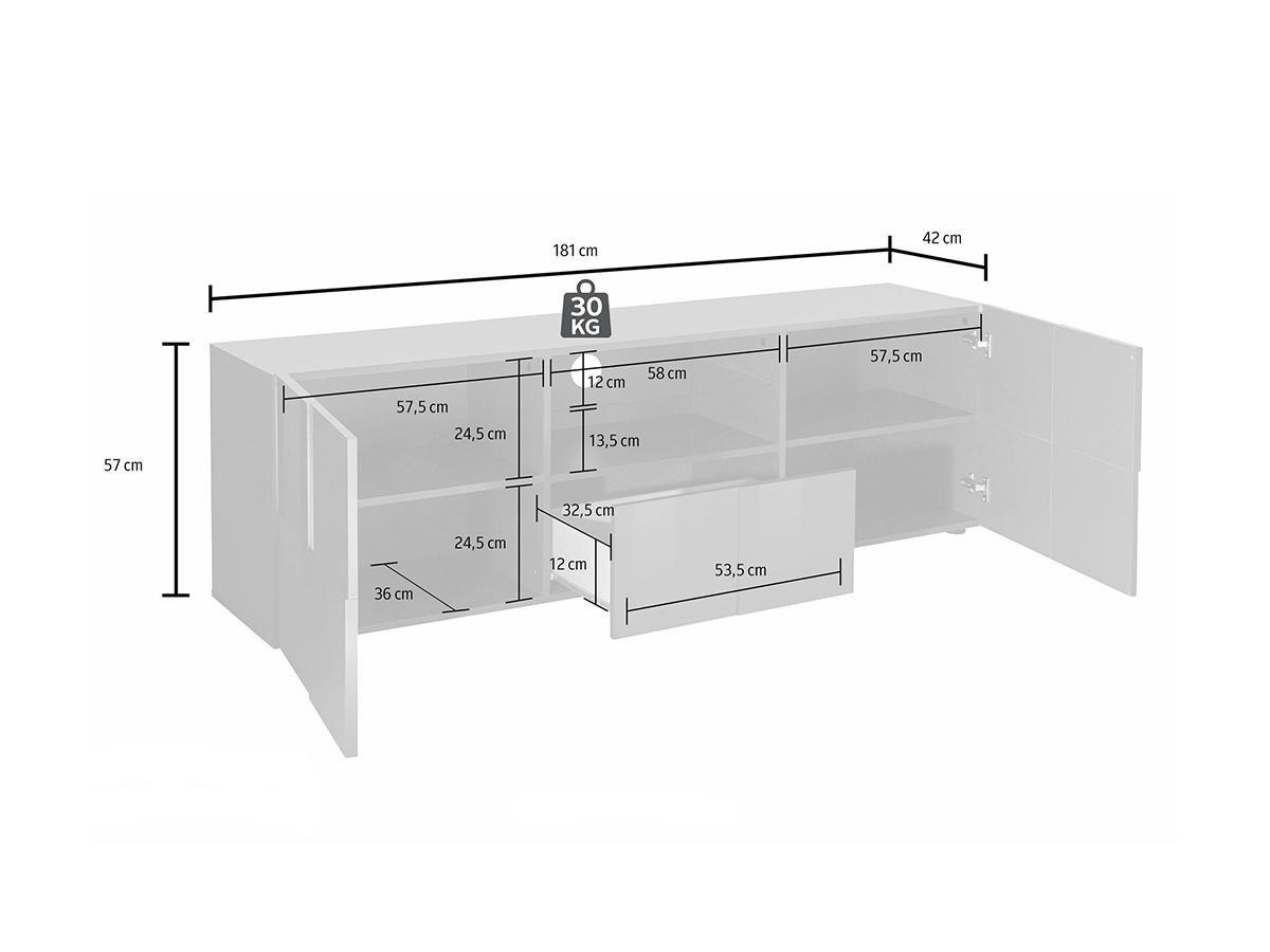 Vente-unique Meuble TV CALISTO LEDs 2 portes 1 tiroir laqué  