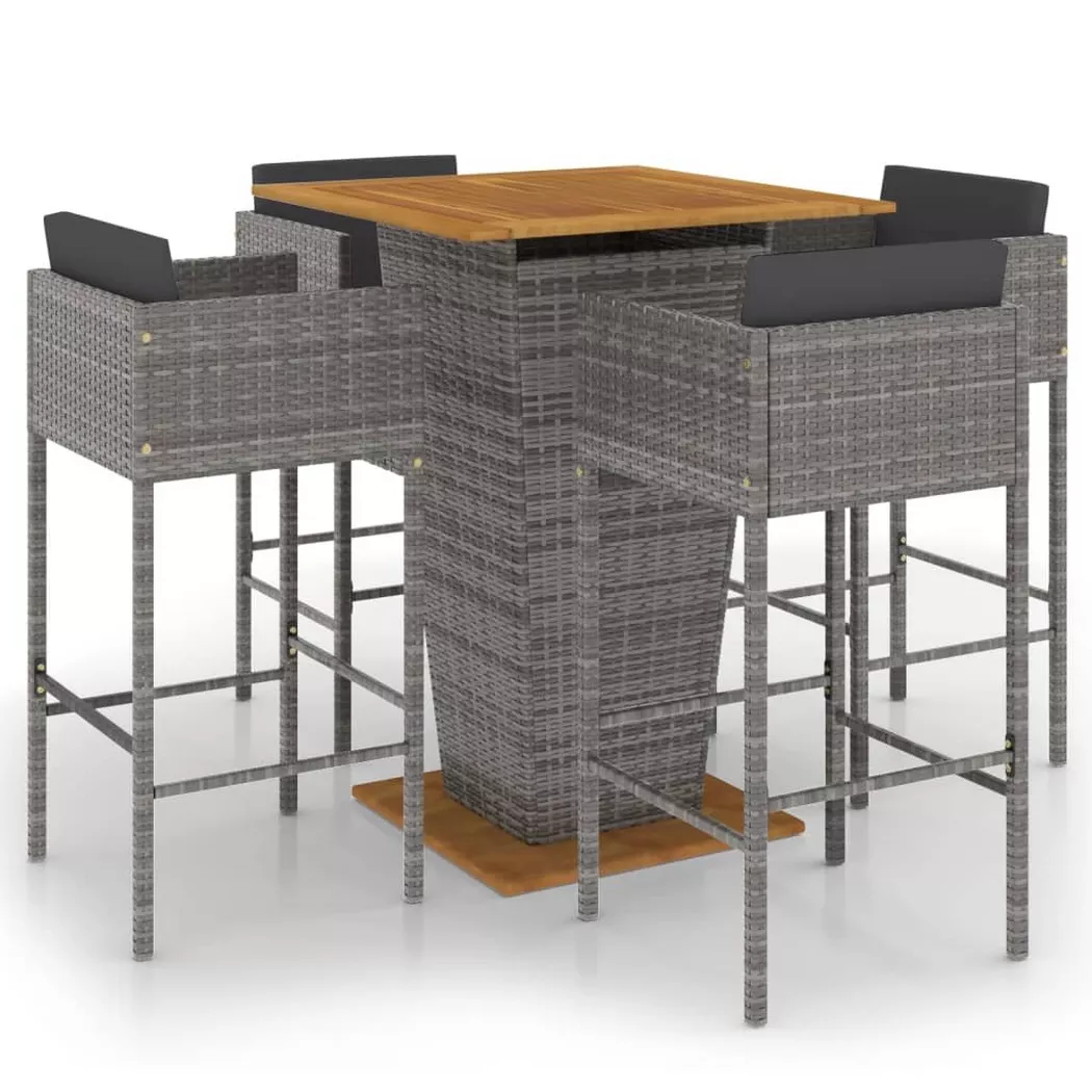 VidaXL - Garten-bar-set poly-rattan, One Size, Grau