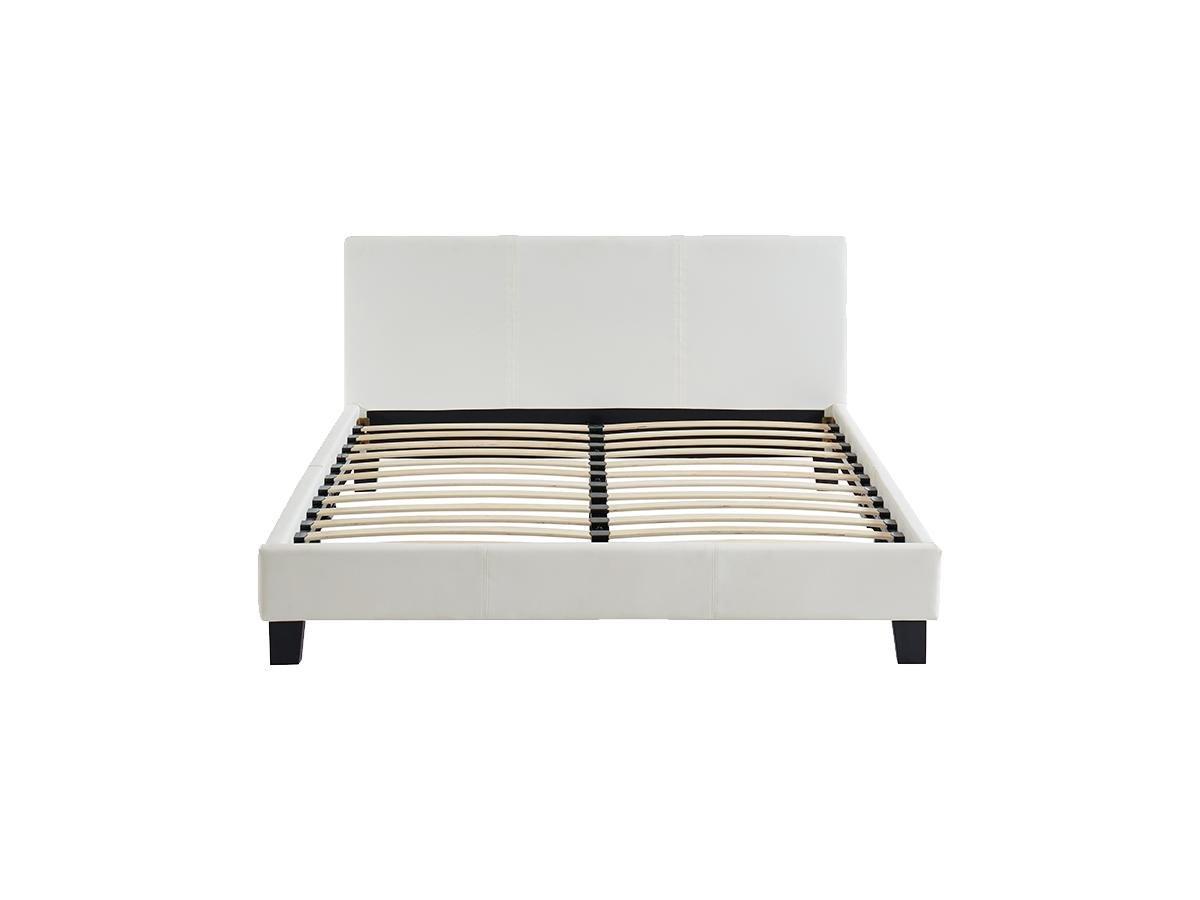 Vente-unique Letto 140 x 190 cm Similpelle Bianco + Materasso - CORNELIUS II  