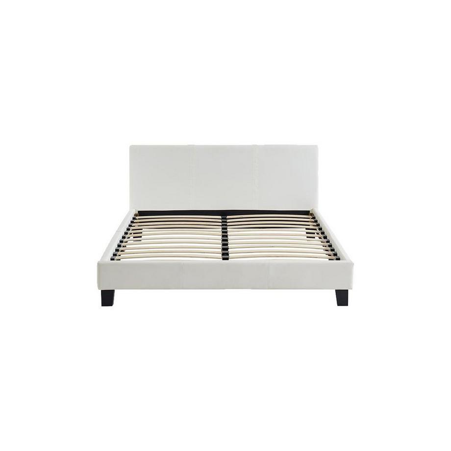 Vente-unique Letto 140 x 190 cm Similpelle Bianco + Materasso - CORNELIUS II  