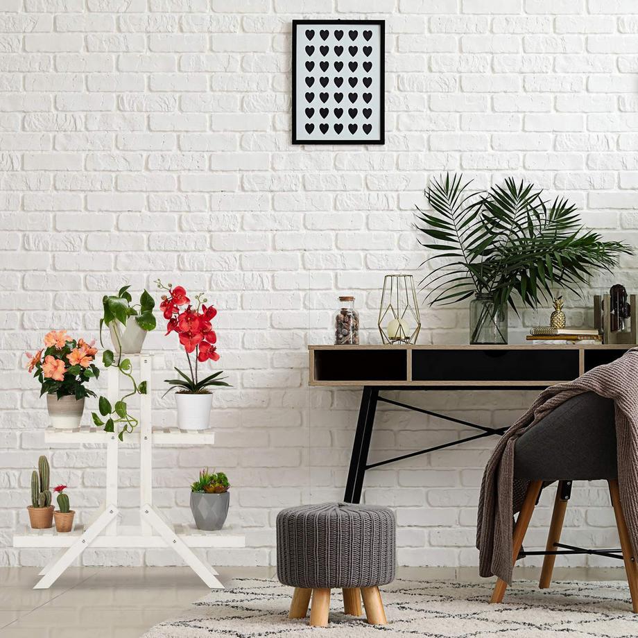 B2X Escalier fleuri en bois à 3 marches  