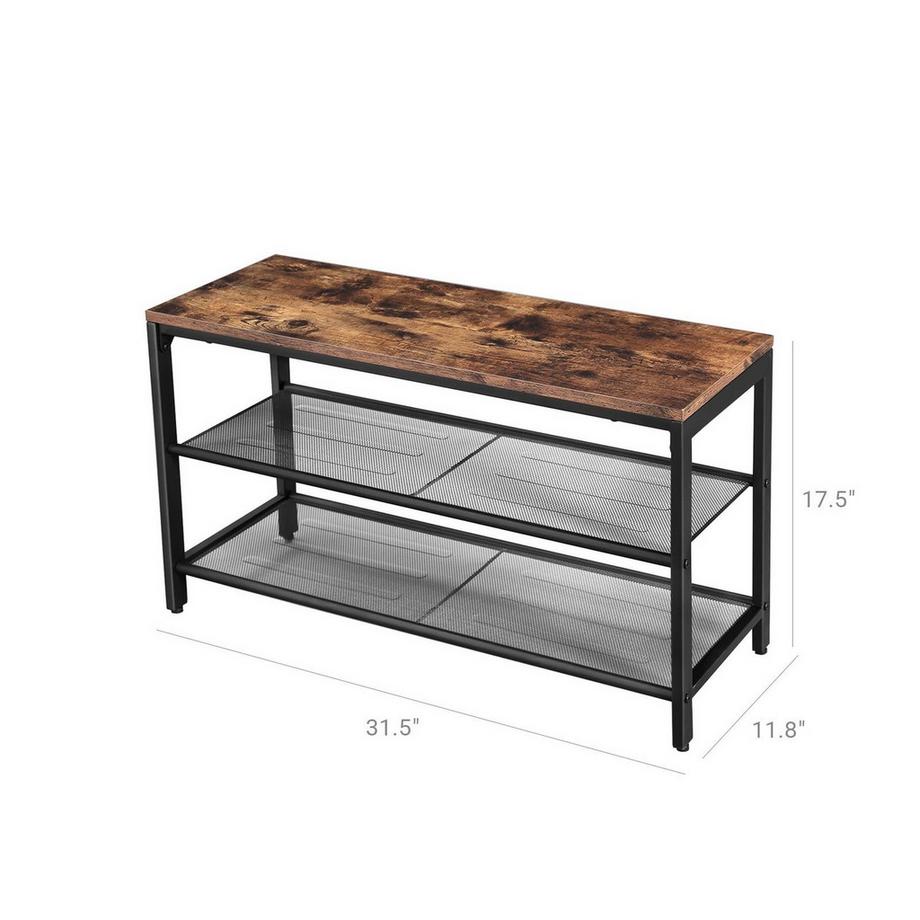 Northio Industrielles Schuhregal in Braun mit Netz  