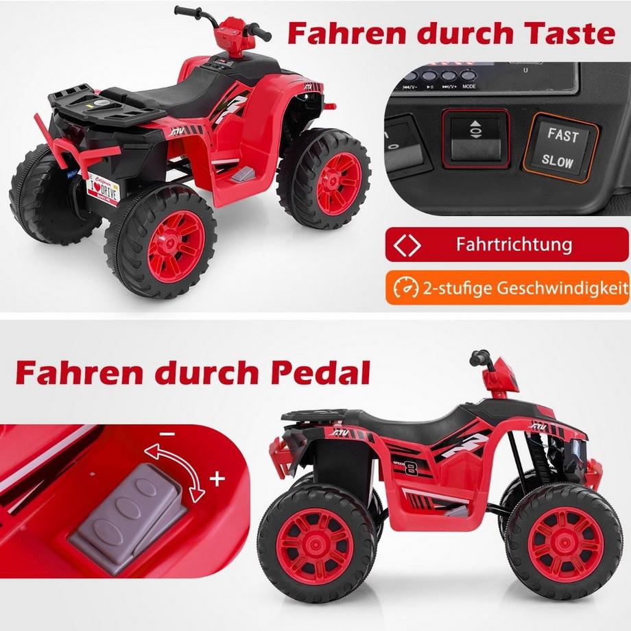 Northix  24V Elektro Kinderquad Elektroquad mit drahtloser Verbindung Elektro Quad Rot 