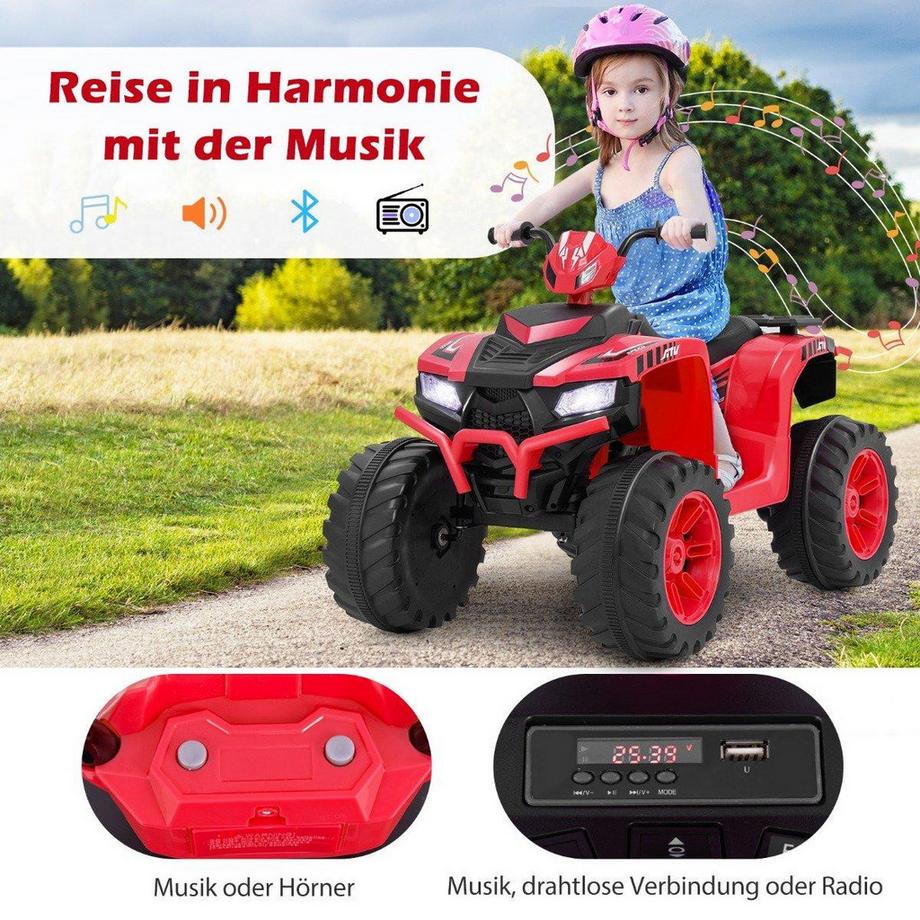 Northix  24V Elektro Kinderquad Elektroquad mit drahtloser Verbindung Elektro Quad Rot 