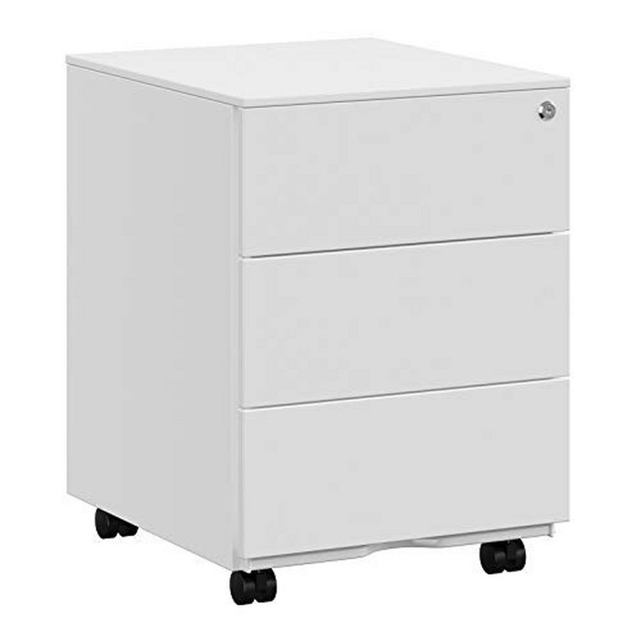 Rollbarer Aktenschrank aus Stahl mit 3 Schubladen, Schloss und Rollen