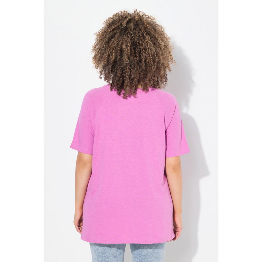 Ulla Popken T-shirt flocage encolure en V manches courtes raglan  