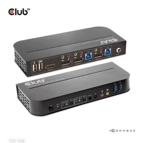 Club3D  DisplayPort/HDMI KVM Switch For Dual DisplayPort 4K 60Hz 
