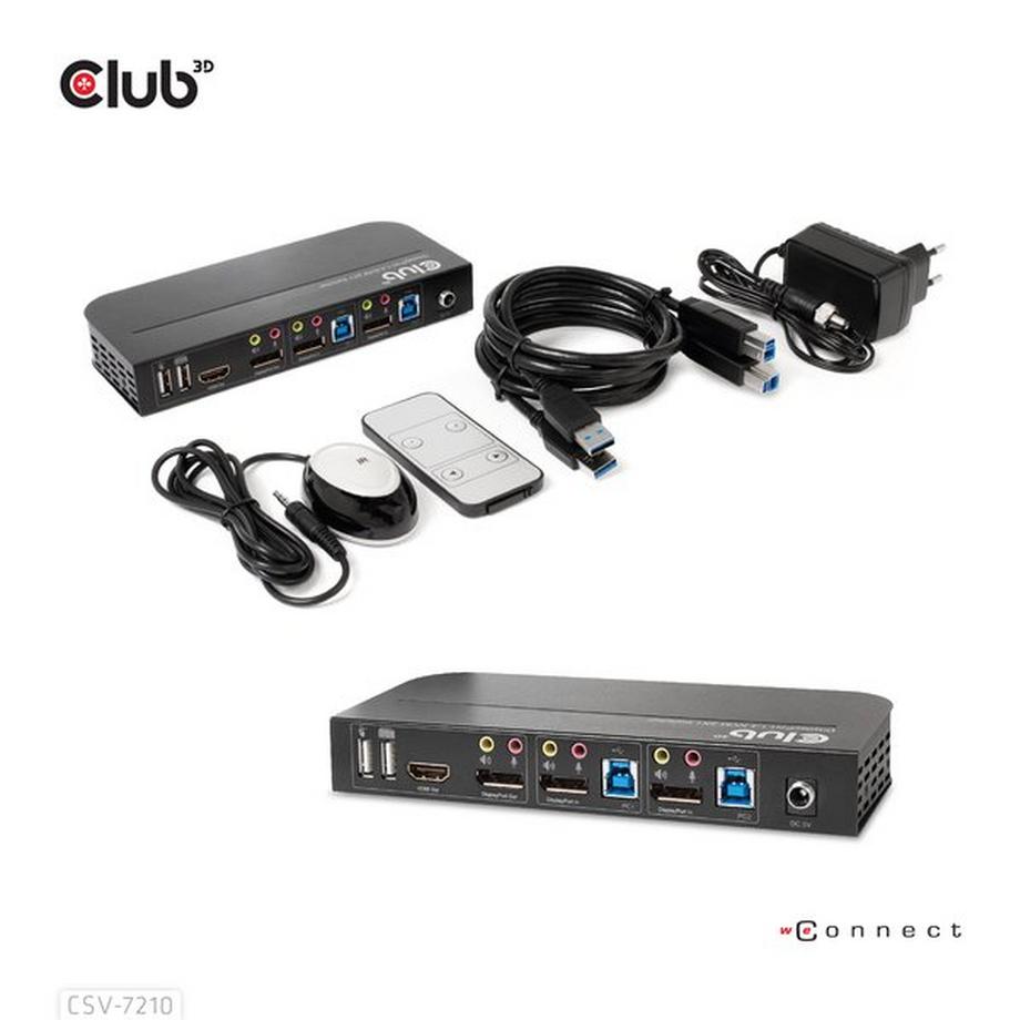 Club3D  DisplayPort/HDMI KVM Switch For Dual DisplayPort 4K 60Hz 