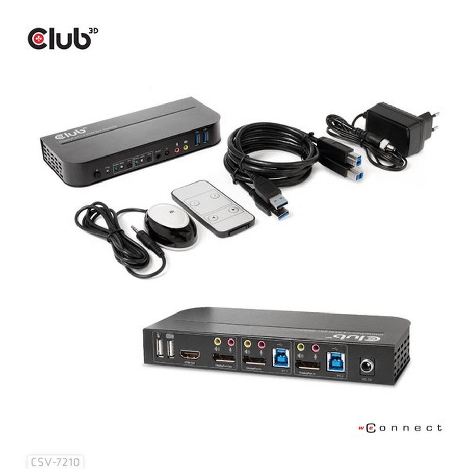 Club3D  DisplayPort/HDMI KVM Switch For Dual DisplayPort 4K 60Hz 