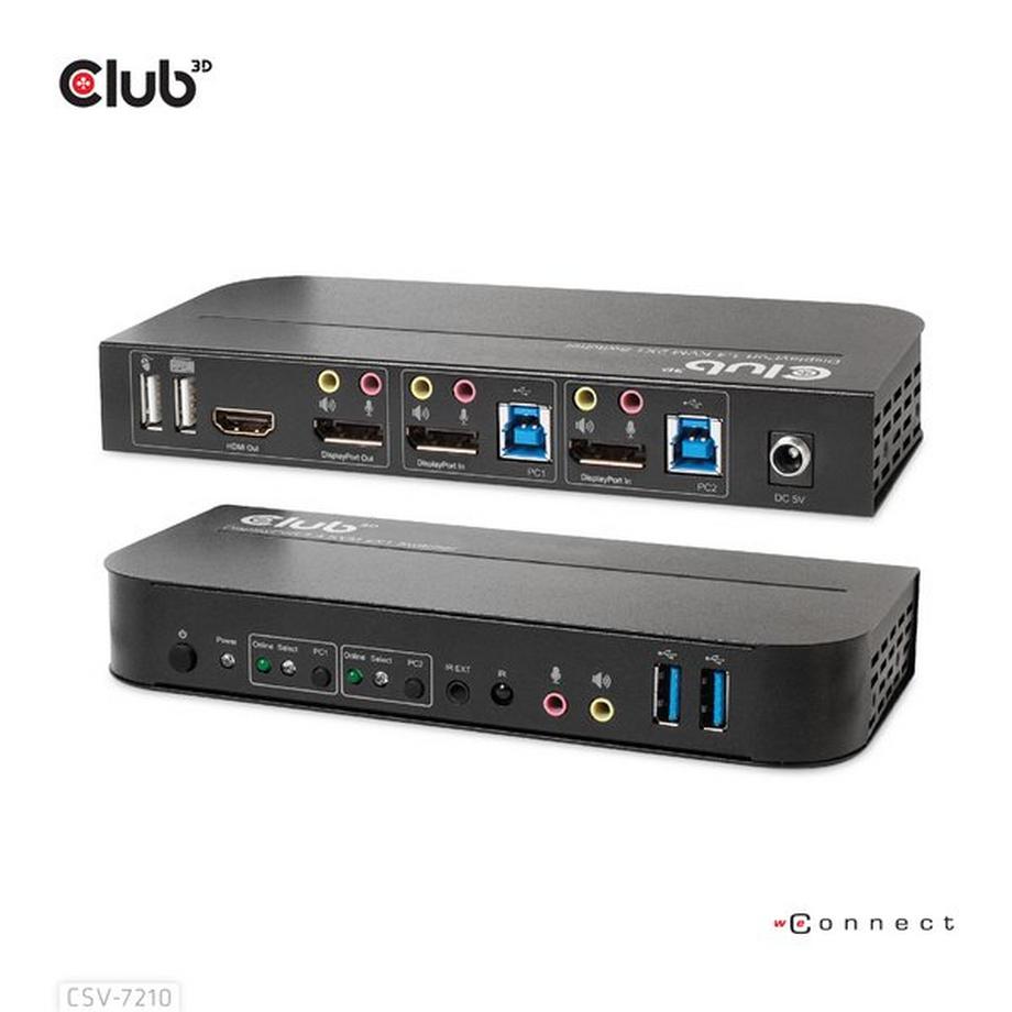 Club3D  DisplayPort/HDMI KVM Switch For Dual DisplayPort 4K 60Hz 