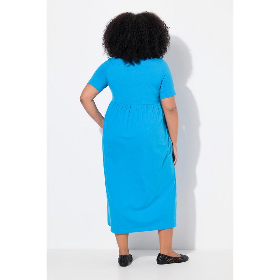 Ulla Popken Robe Maxi A-Line Fermeture Éclair Col V Manches Courtes  