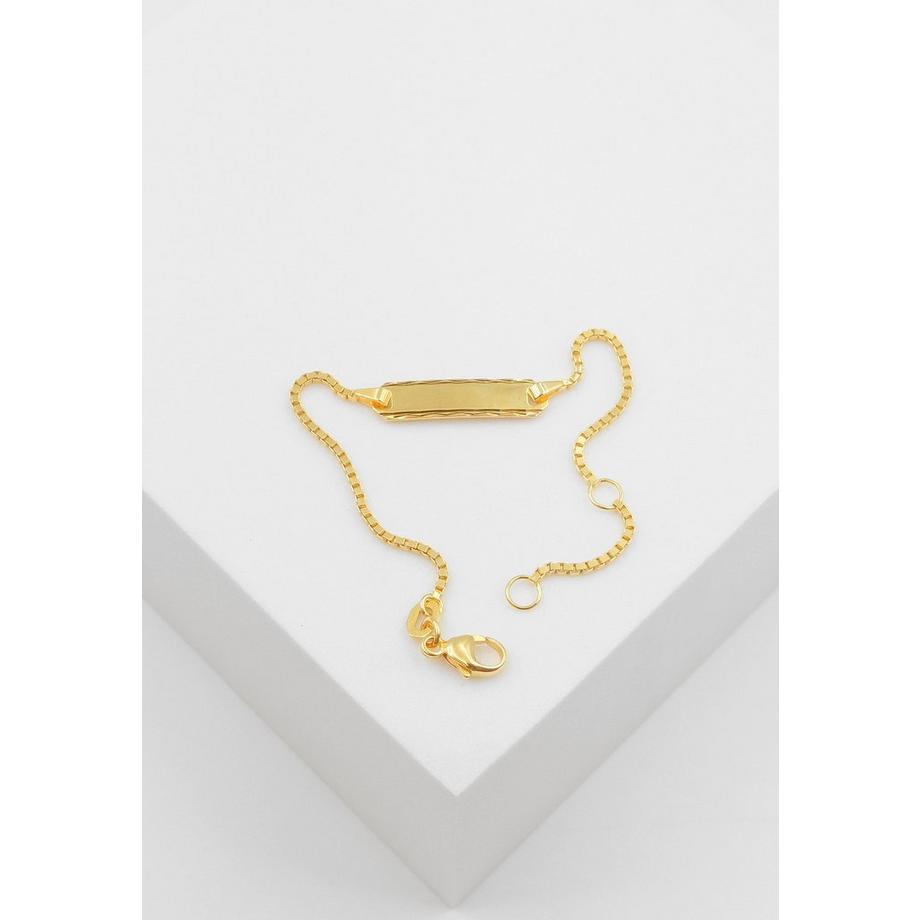 MUAU Schmuck  ID-Bracelet Venezianer Gelbgold 750 Schild diamantiert, 1.1mm, 14cm 