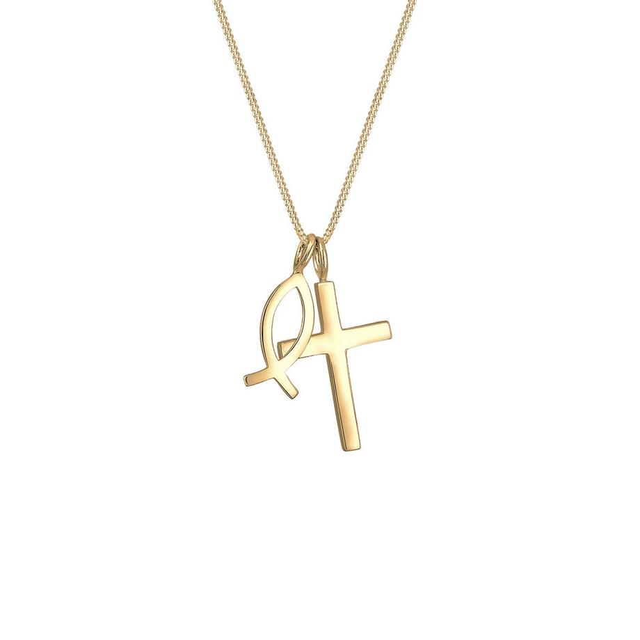 Collier Femmes Pendentif Croix-Poisson