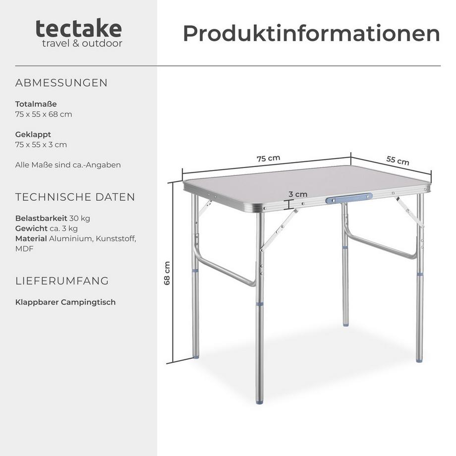 Tectake  Campingtisch Lothar klappbar Aluminiumgestell 
