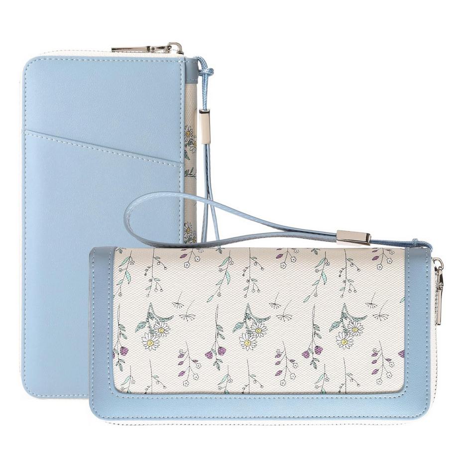 Große Brieftasche, Brieftasche mit Blumenmuster und Reißverschluss