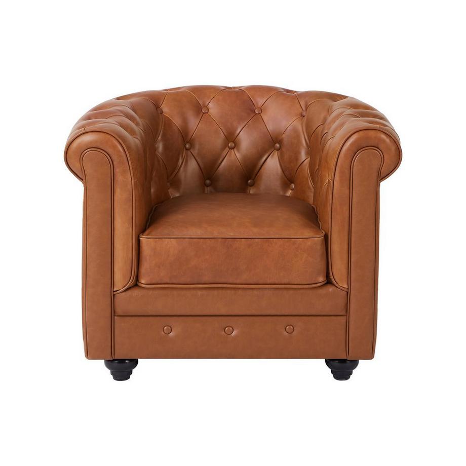Vente-unique Fauteuil en cuir de vachette camel CHESTERFIELD  