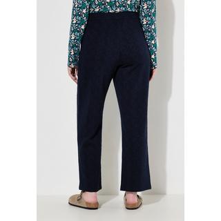 Ulla Popken  Pantalon Rose en molleton de coton bio, jambe large, imprimé feuilles 