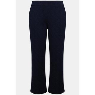 Ulla Popken  Pantalon Rose en molleton de coton bio, jambe large, imprimé feuilles 